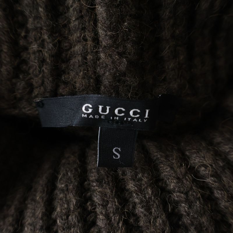 Gucci Interlocking Knit Poncho Brown Flat