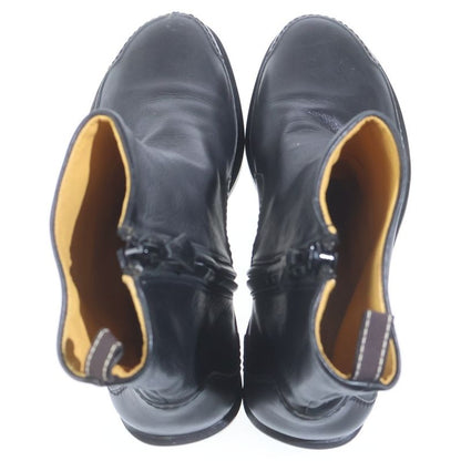 Hermes Side Zip Leather Short Boots Black