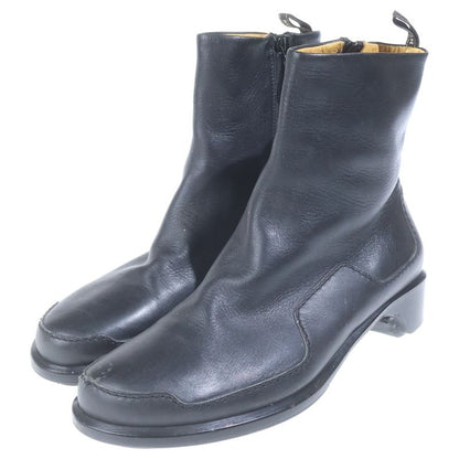 Hermes Side Zip Leather Short Boots Black