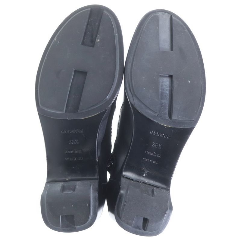 Hermes Side Zip Leather Short Boots Black