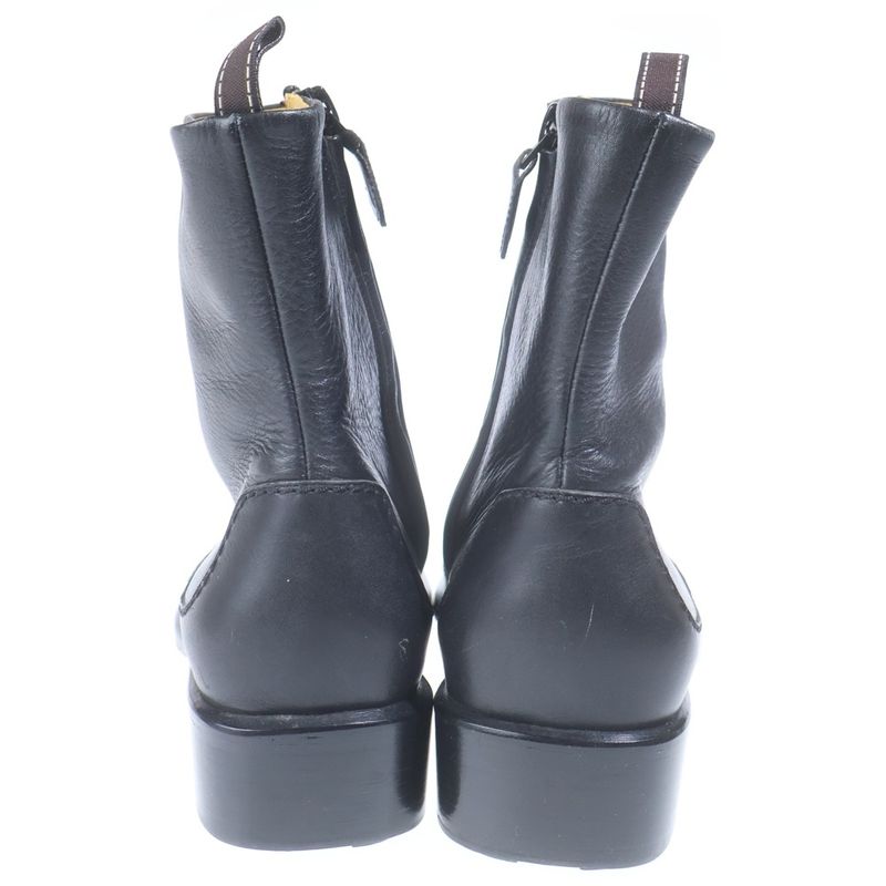 Hermes Side Zip Leather Short Boots Black