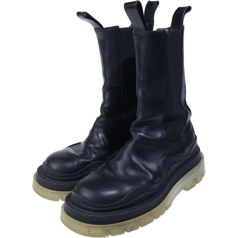 Bottega Veneta Tire Boots Leather Side Gore Long Black