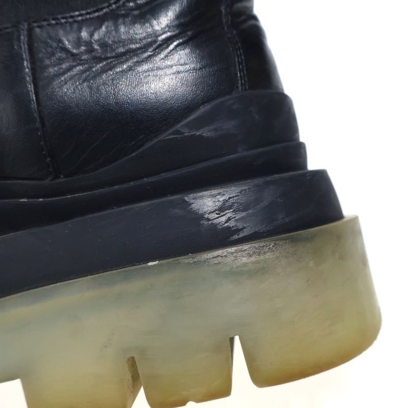 Bottega Veneta Tire Boots Leather Side Gore Long Black