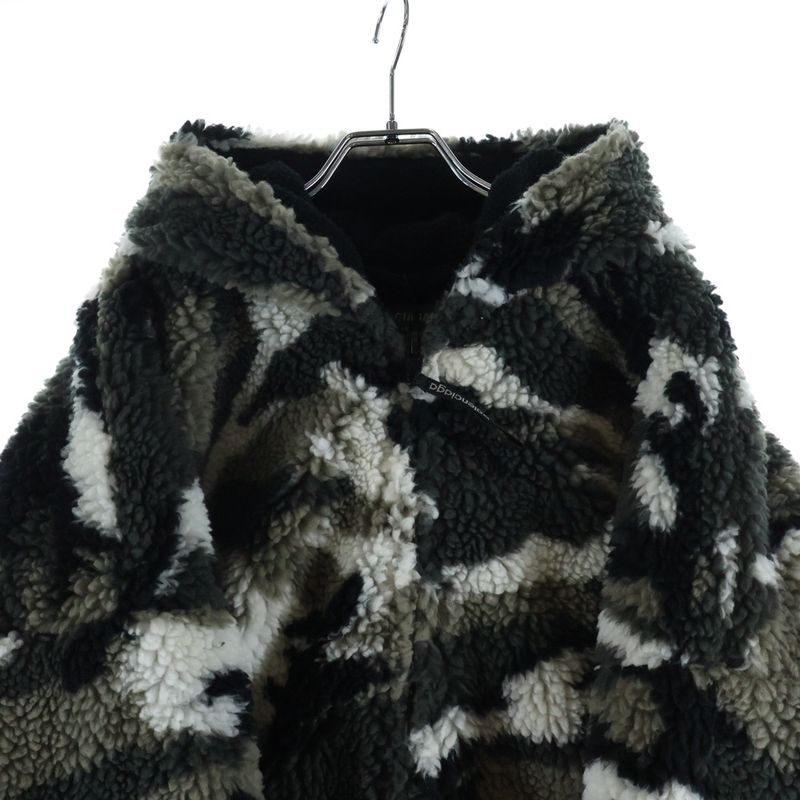 Balenciaga Ski Zip Up Hooded Teddy Jacket Gray Khaki White