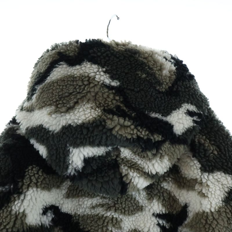 Balenciaga Ski Zip Up Hooded Teddy Jacket Gray Khaki White
