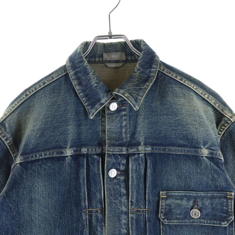 Dior Plain Logo Denim Jacket Indigo Blue
