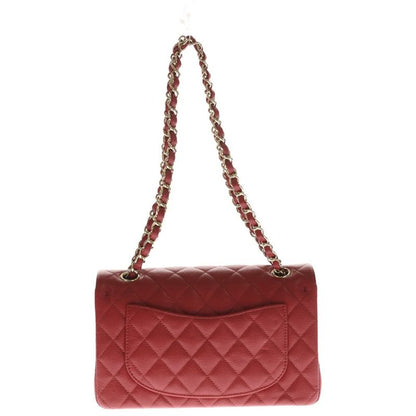Chanel Quilted 23 CC Logo Caviar Leather Double Flap Chain Shoulder Bag Red