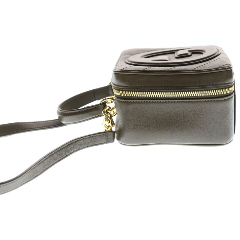 Gucci Blondie Top Handle Shoulder Bag Brown Beige Leather Gold