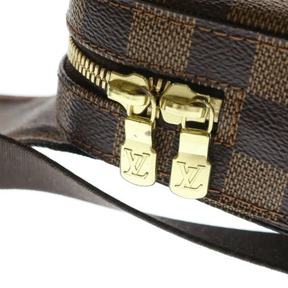 Louis Vuitton Damier Geronimos Shoulder Bag Brown Leather