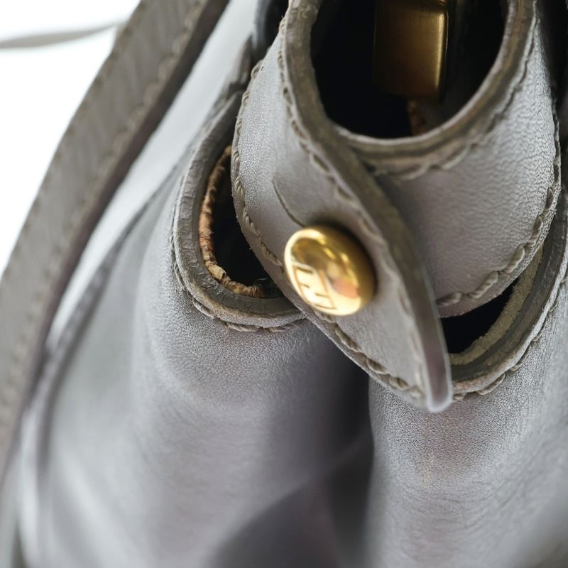 Fendi Peekaboo 2-Way Shoulder Bag Light Blue Leather Gold