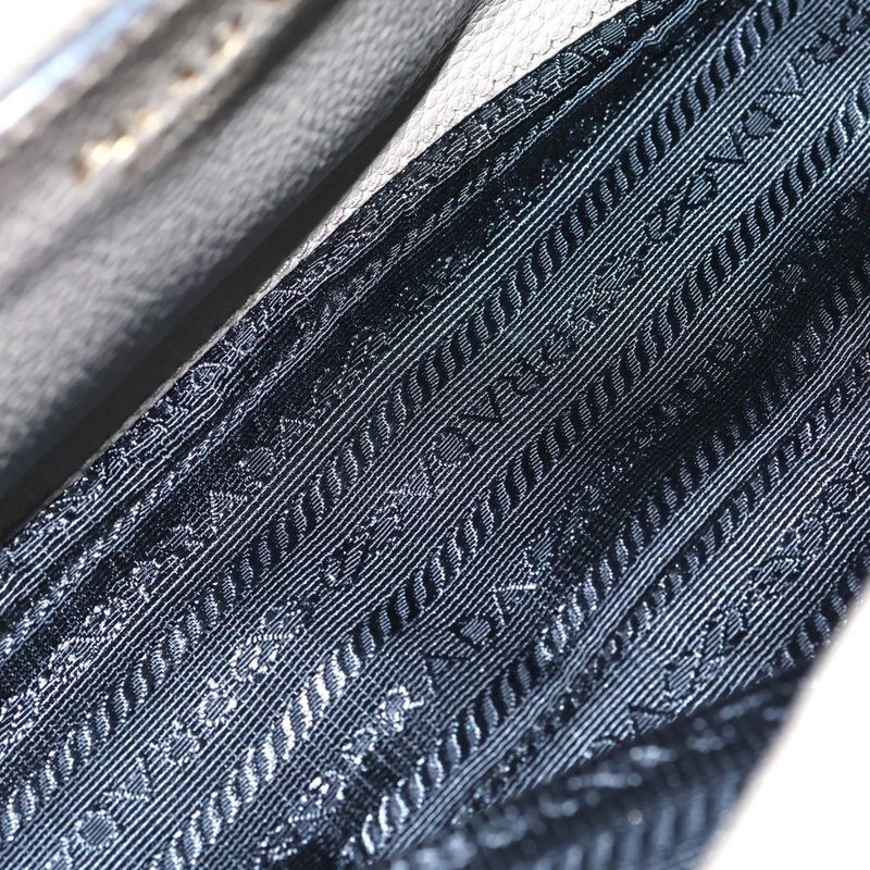 Prada Vitello Phoenix Shoulder Bag Leather Grey Gold Greige