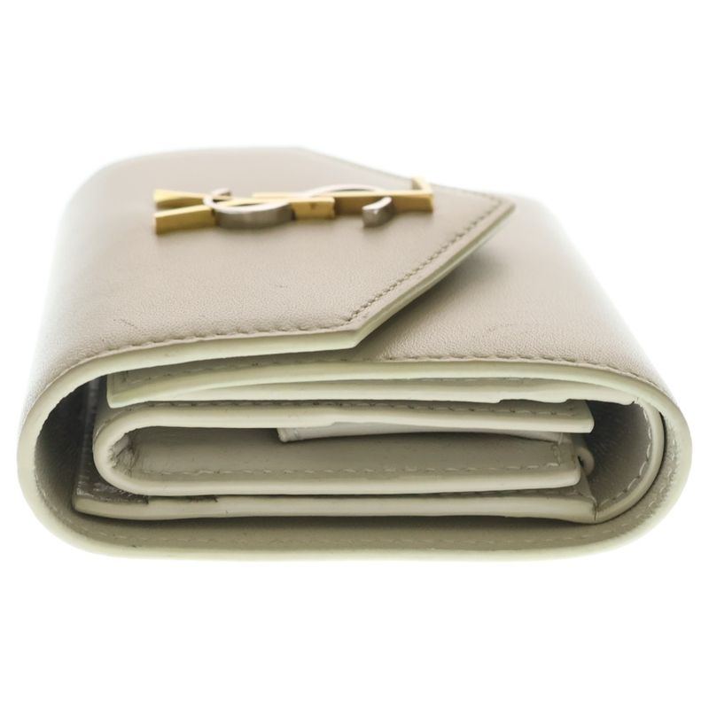 Saint Laurent Paris Cassandra Compact Wallet Trifold Coin Case Ivory