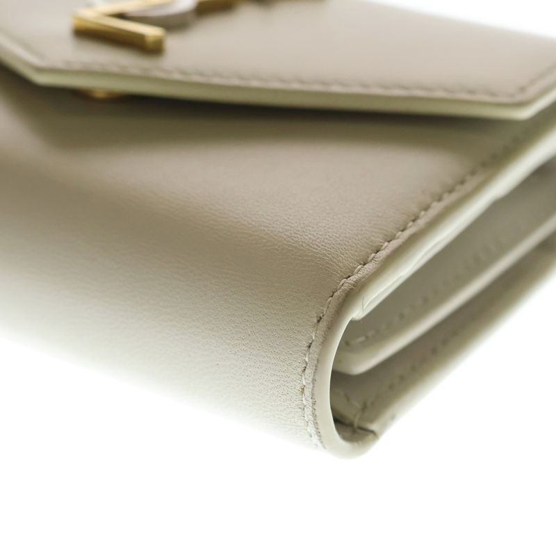 Saint Laurent Paris Cassandra Compact Wallet Trifold Coin Case Ivory