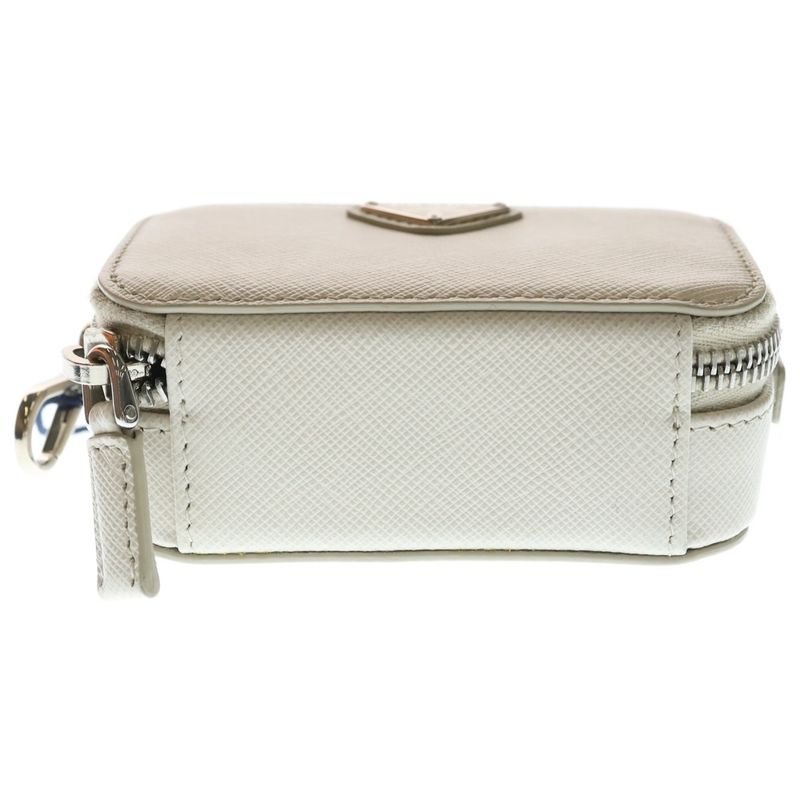 Prada Saffiano Mini Pouch Mini Shoulder Bag Ivory Leather