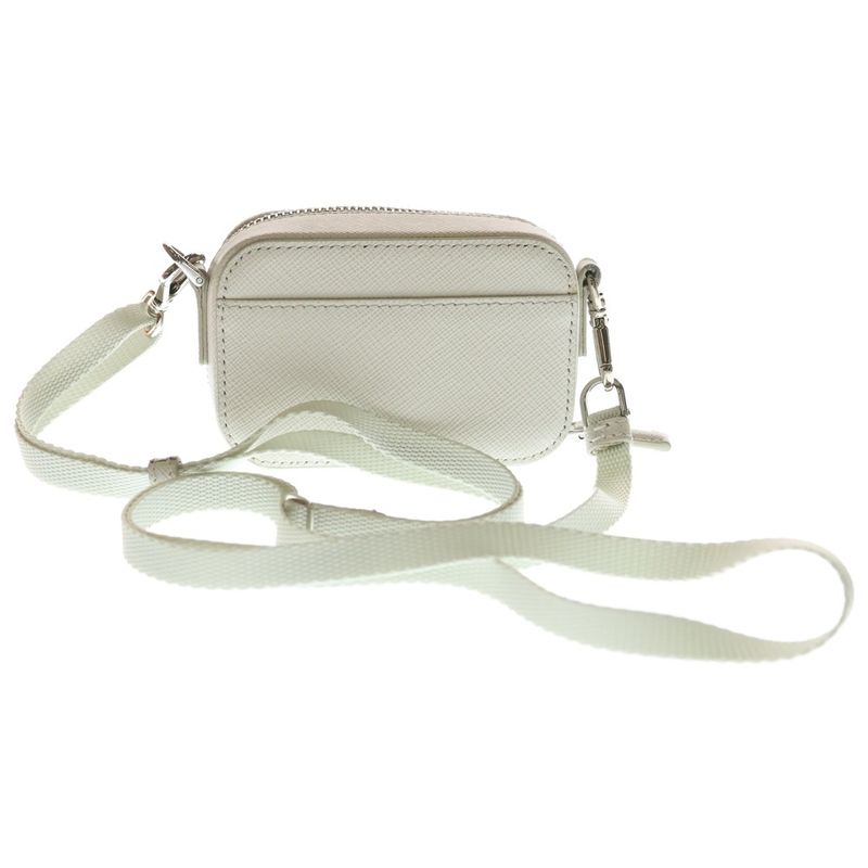 Prada Saffiano Mini Pouch Mini Shoulder Bag Ivory Leather