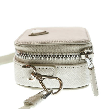 Prada Saffiano Mini Pouch Mini Shoulder Bag Ivory Leather