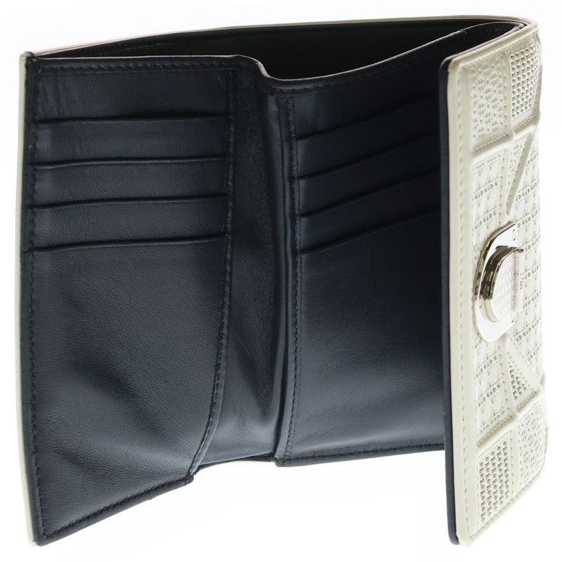 Dior Diorama Leather Trifold Wallet Compact White