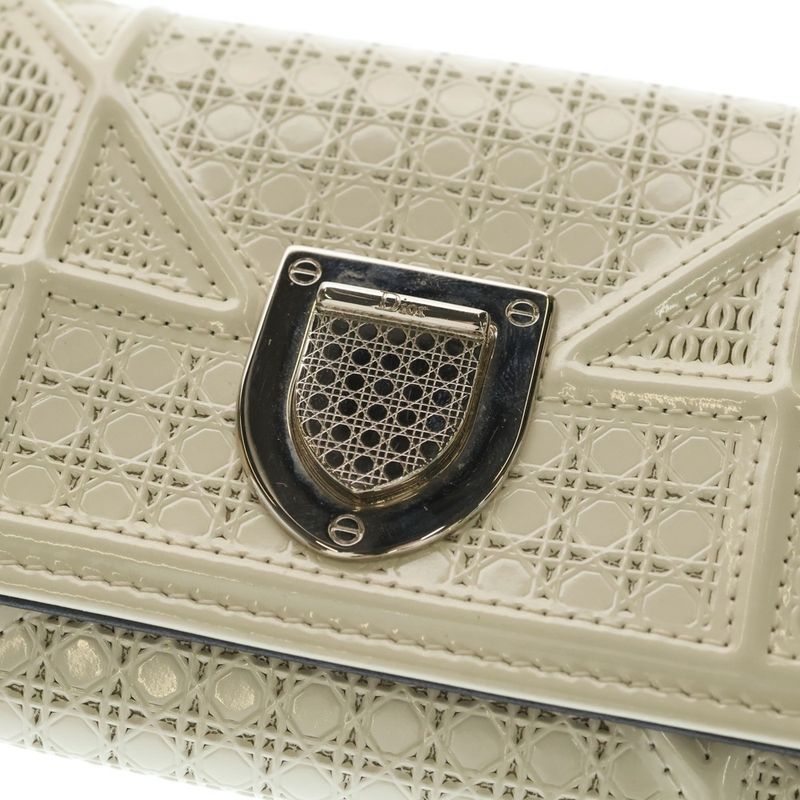Dior Diorama Leather Trifold Wallet Compact White