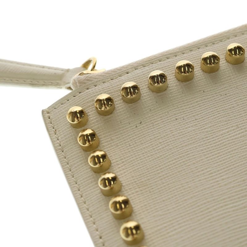 Fendi Punkarlito Charm Studded Clutch White