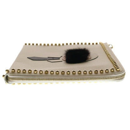 Fendi Punkarlito Charm Studded Clutch White