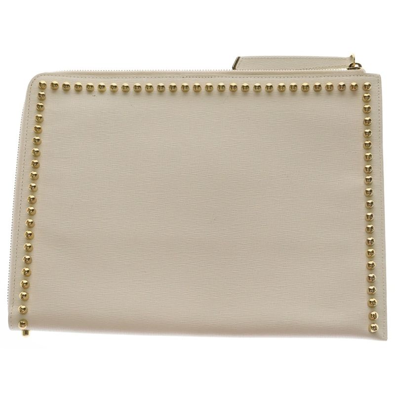 Fendi Punkarlito Charm Studded Clutch White