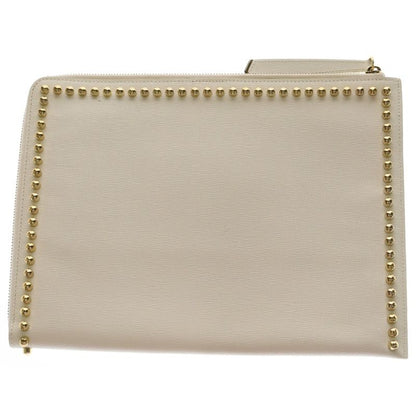 Fendi Punkarlito Charm Studded Clutch White
