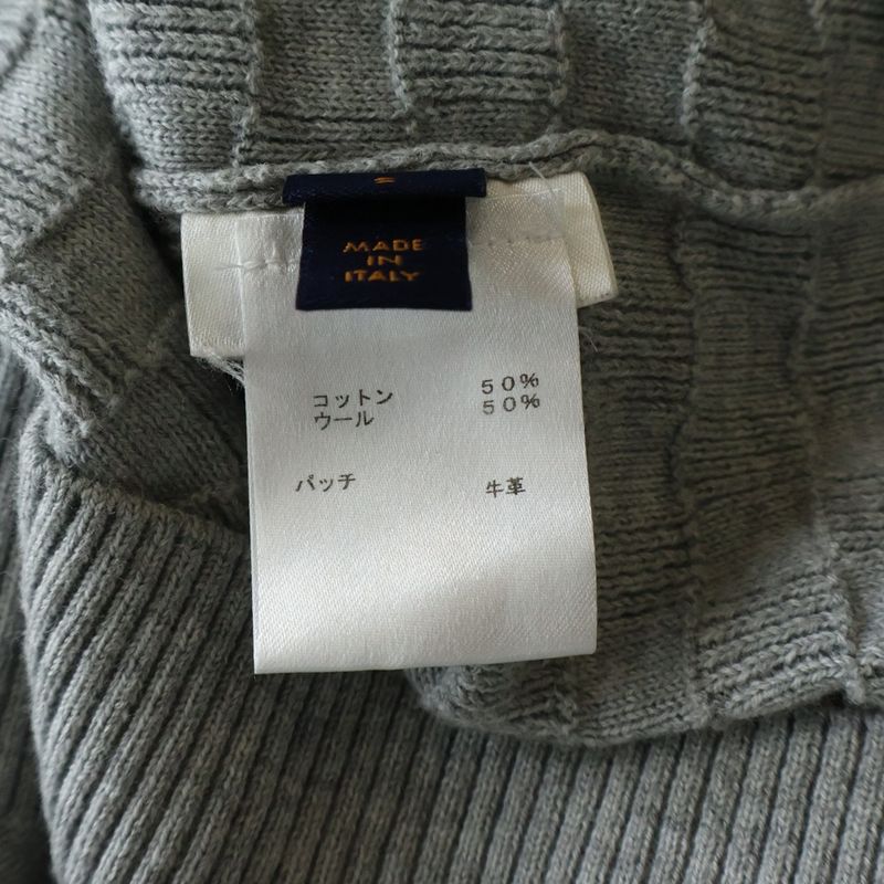 Louis Vuitton Leather Patch Logo Damier Jacquard Zip Up Driver's Knit Jacket