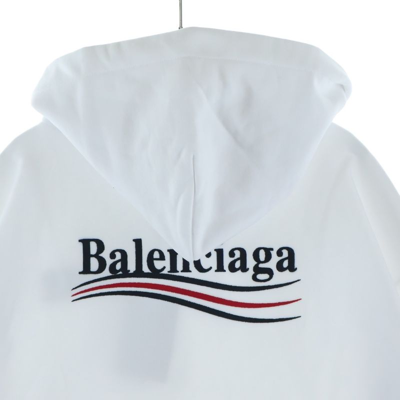 Balenciaga Campaign Logo Embroidery Sweatshirt Pullover Hoodie White Sweater