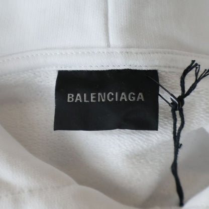 Balenciaga Campaign Logo Embroidery Sweatshirt Pullover Hoodie White Sweater