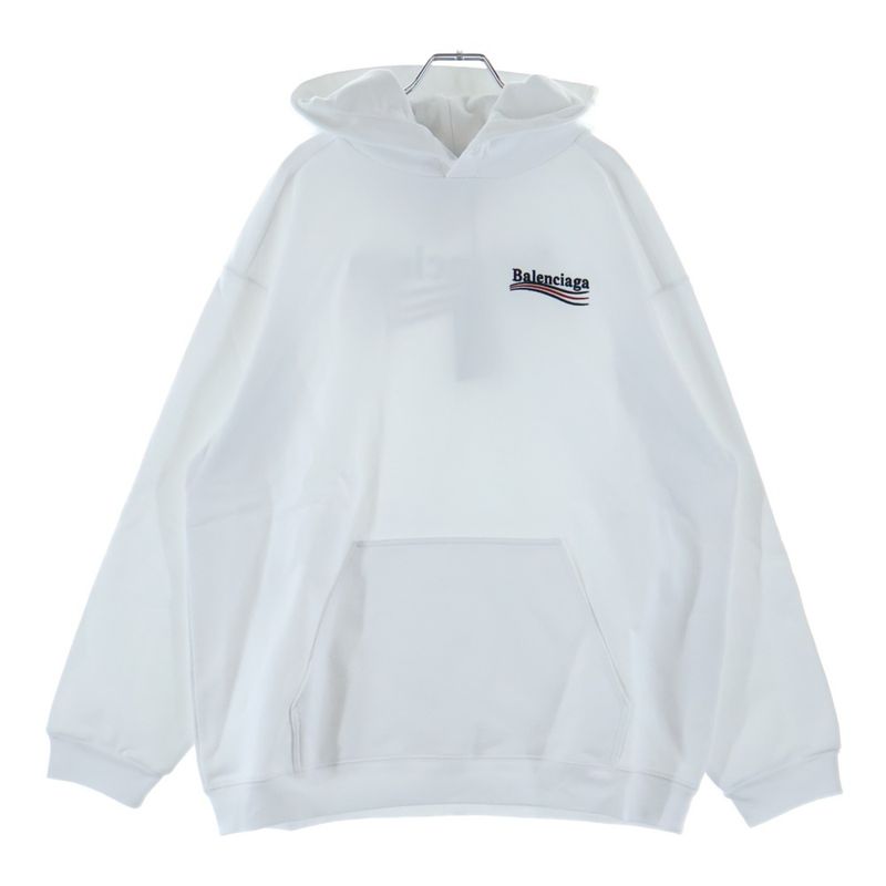Balenciaga Campaign Logo Embroidery Sweatshirt Pullover Hoodie White Sweater