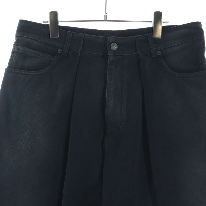 Balenciaga Double Side Wide Denim Pants Black