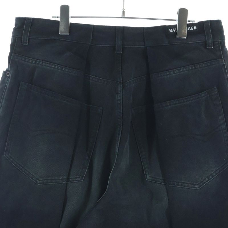 Balenciaga Double Side Wide Denim Pants Black