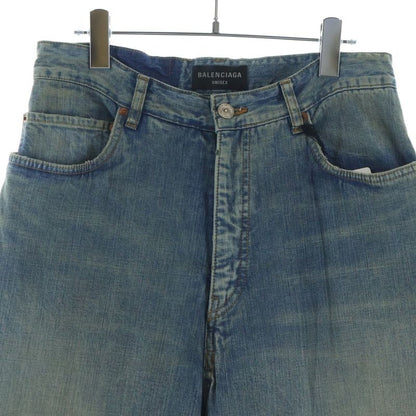 Balenciaga Double Front Wide Leg Jeans Denim Pants Indigo