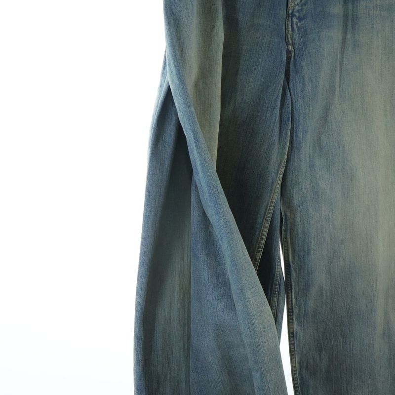 Balenciaga Double Front Wide Leg Jeans Denim Pants Indigo