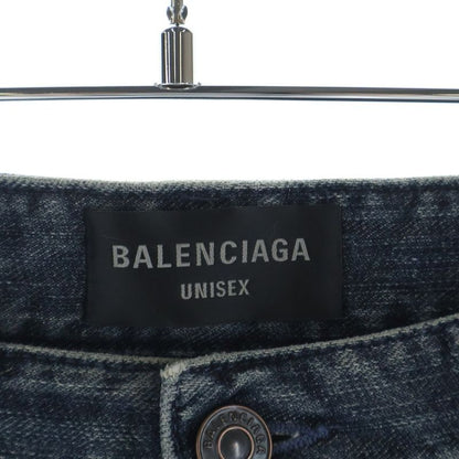 Balenciaga Double Front Wide Leg Jeans Denim Pants Indigo