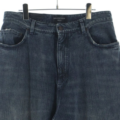 Balenciaga Double Front Wide Leg Jeans Denim Pants Indigo