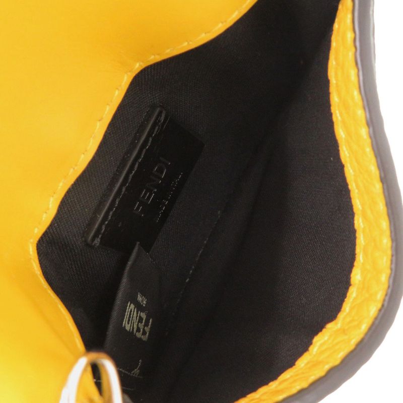 Fendi Micro Flat Baguette Leather Yellow Card Case Wallet