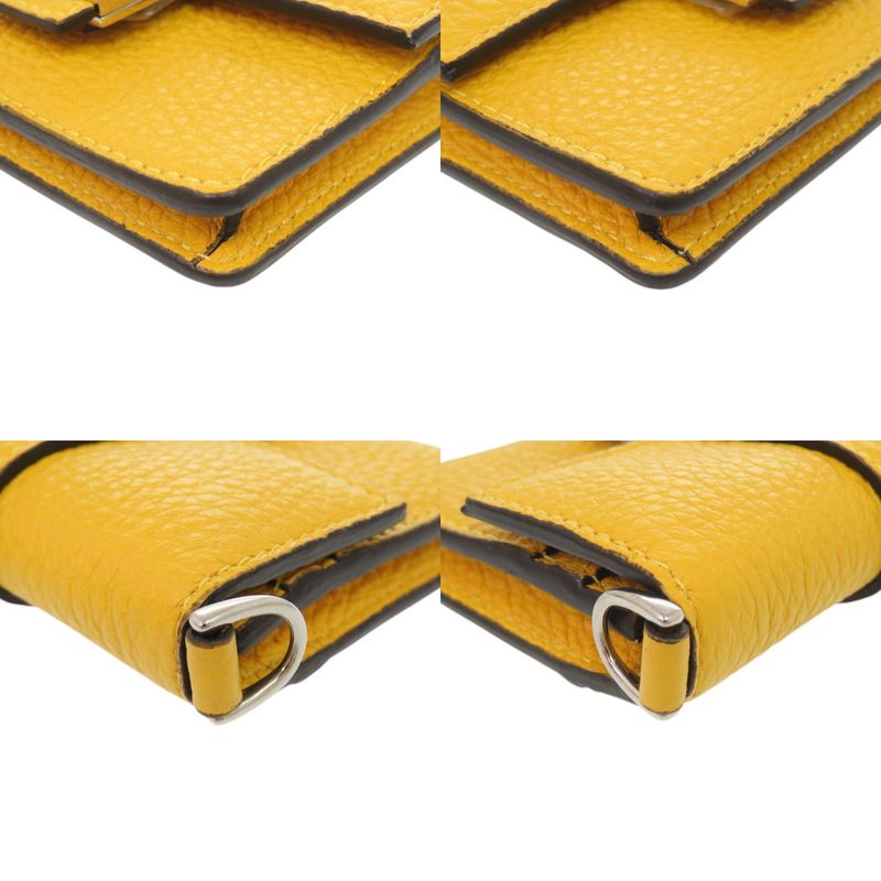 Fendi Micro Flat Baguette Leather Yellow Card Case Wallet