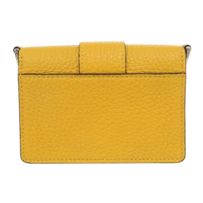 Fendi Micro Flat Baguette Leather Yellow Card Case Wallet