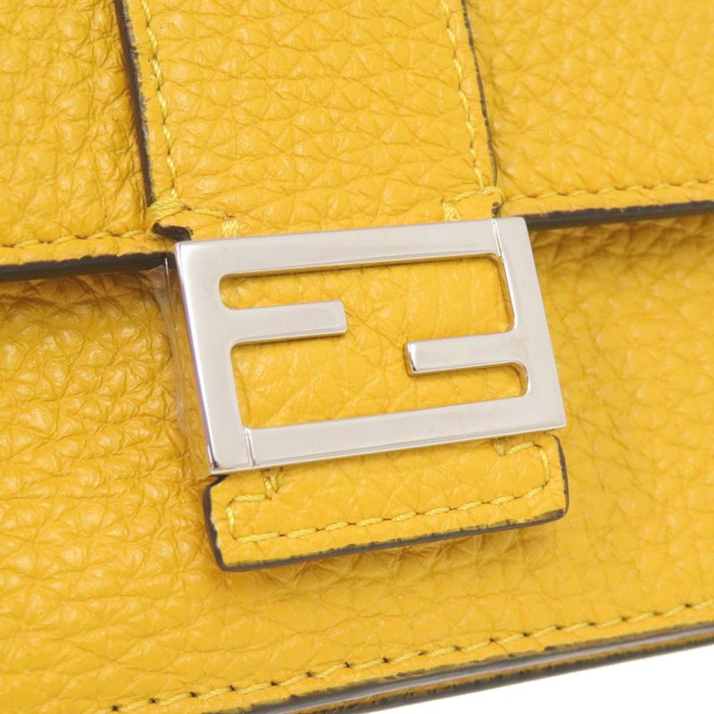 Fendi Micro Flat Baguette Leather Yellow Card Case Wallet