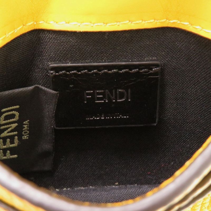 Fendi Micro Flat Baguette Leather Yellow Card Case Wallet