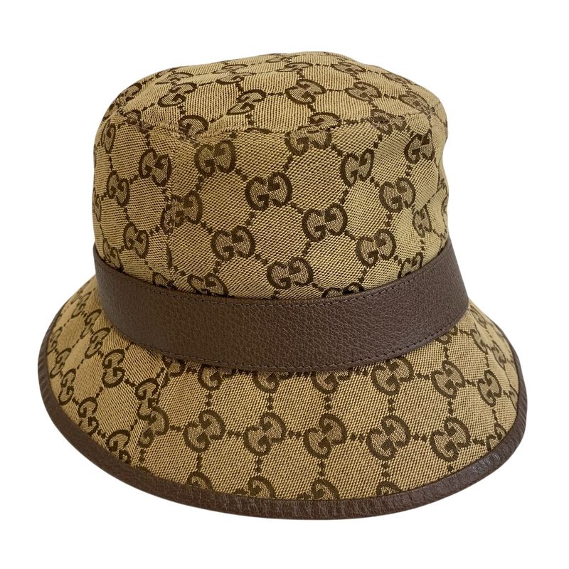 Gucci Bucket Hat GG Canvas Cotton Hat Beige Brown