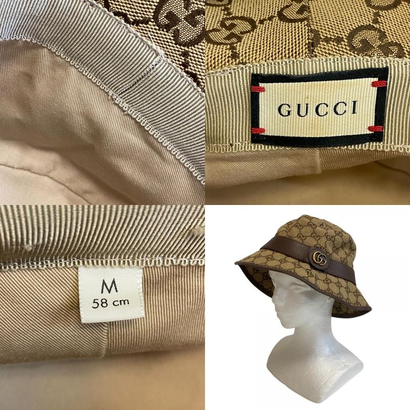 Gucci Bucket Hat GG Canvas Cotton Hat Beige Brown