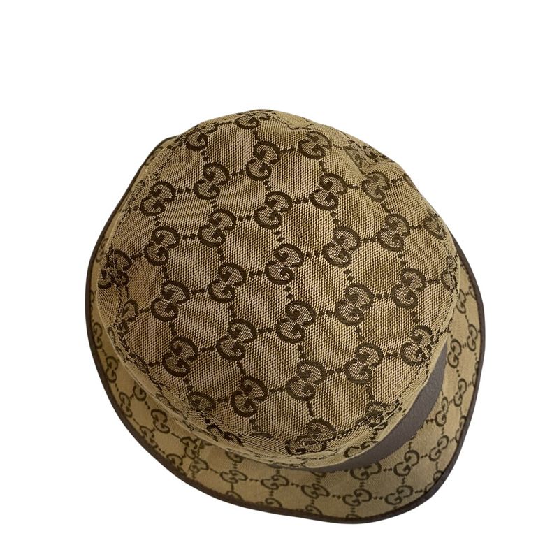 Gucci Bucket Hat GG Canvas Cotton Hat Beige Brown