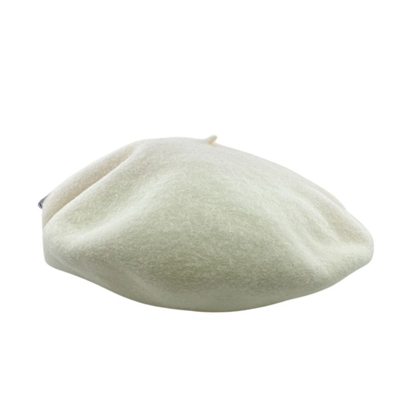 Chanel Cap Hat Vintage Vinyl CC Wool Beret Ivory