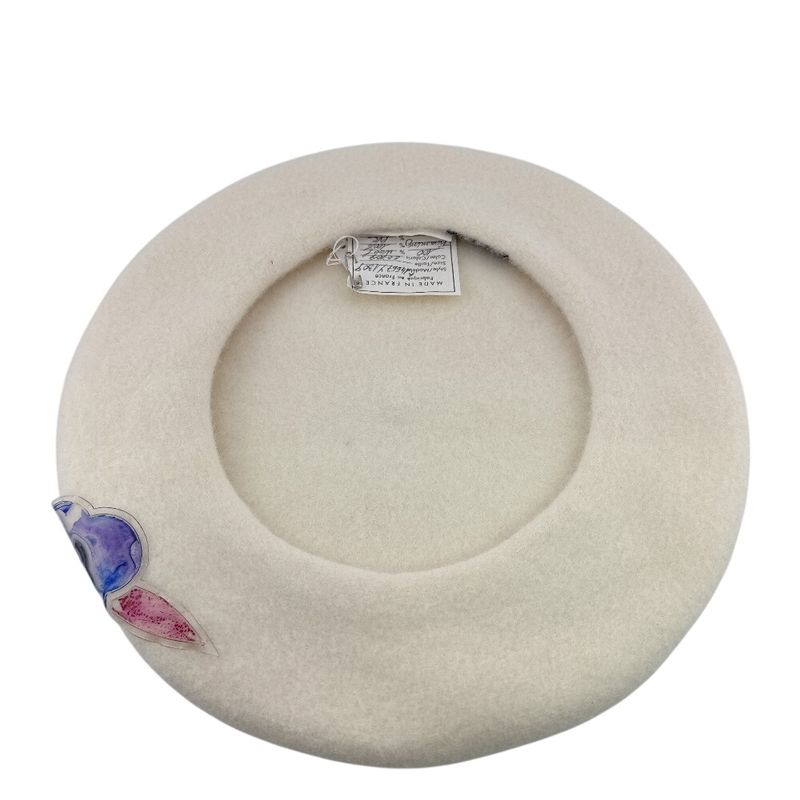 Chanel Cap Hat Vintage Vinyl CC Wool Beret Ivory