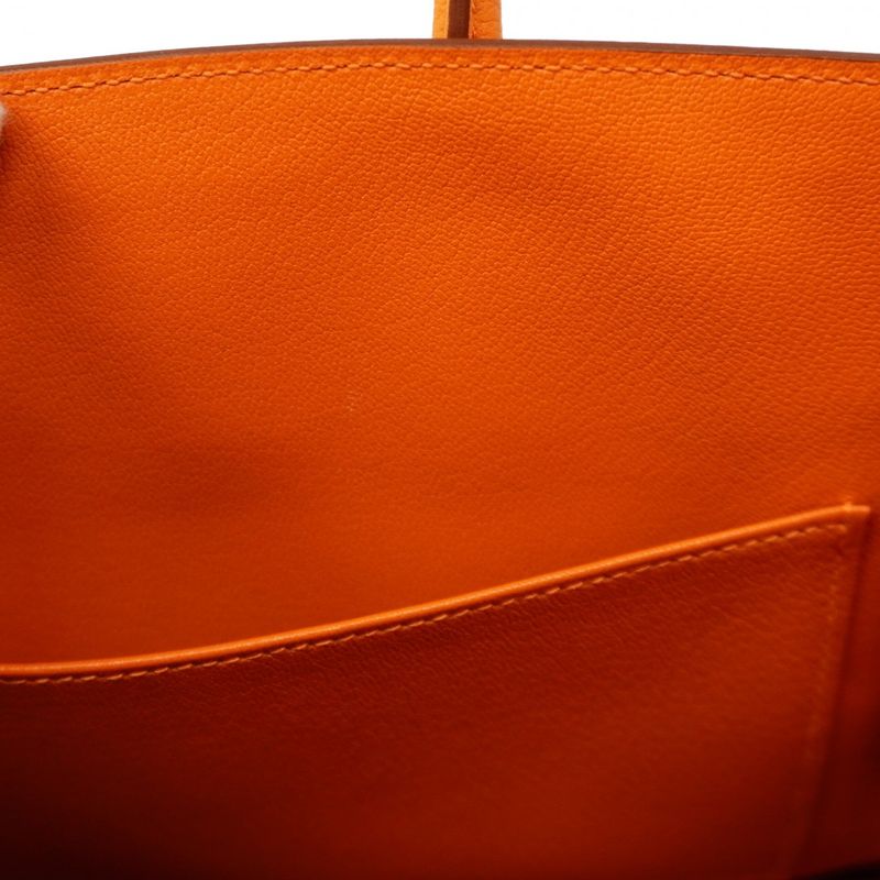 Hermes Handbag Birkin 25 Taurillon Noviyo Orange Silver