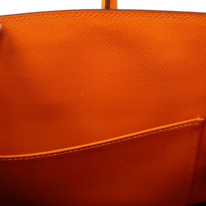 Hermes Handbag Birkin 25 Taurillon Noviyo Orange Silver