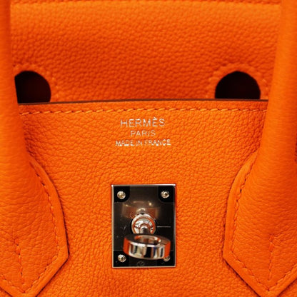 Hermes Handbag Birkin 25 Taurillon Noviyo Orange Silver