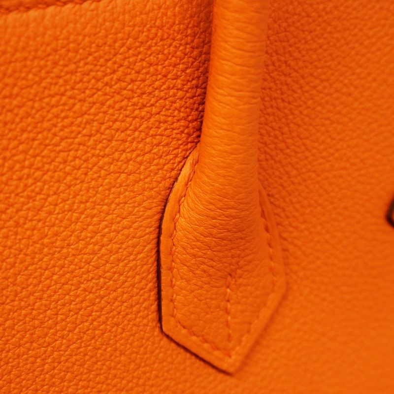 Hermes Handbag Birkin 25 Taurillon Noviyo Orange Silver